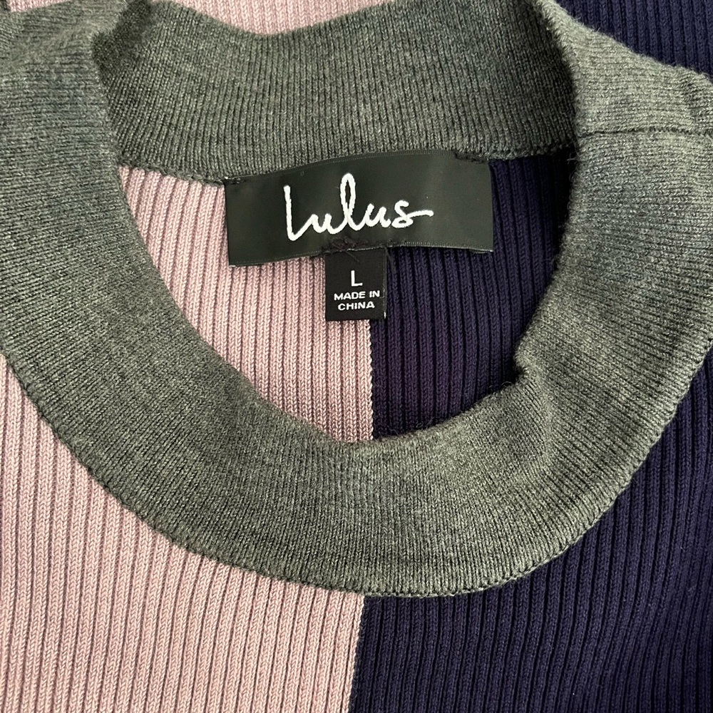 Lulu's Diana Navy Colorblock Sweater Dress - Picture 3 of 6